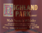 Preview: Highland Park 12 Years Ornamental H Screen Printed Label Orkney Islands Single Malt Scotch Whisky 43,0% 1,0L