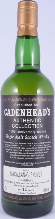 Macallan-Glenlivet 1980 12 Years Oak Cask 150th Anniversary Bottling Cadenhead Highland Single Malt Scotch Whisky 60.4%