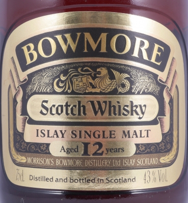 Bowmore 12 Years Gold Label Brown Dumpy Bottle Morrisons Bowmore Islay Pure Single Malt Scotch Whisky 43,0%