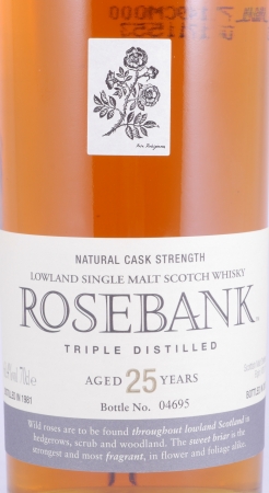 Rosebank 1981 25 Years Special Release 2007 Limited Edition Triple Distilled Lowland Single Malt Scotch Whisky Cask Strength 61.4%