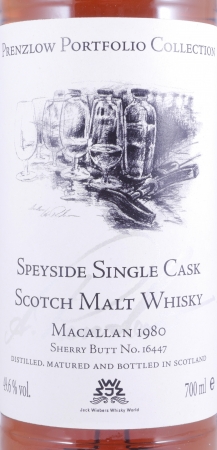 Macallan 1980 30 Years Sherry Butt Cask No. 16447 Jack Wiebers Highland Single Malt Scotch Whisky Cask Strength 49.6%