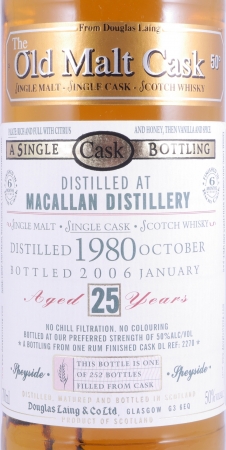 Macallan 1980 25 Years Rum Finished Cask DL 2270 Douglas Laing Old Malt Cask Highland Single Malt Scotch Whisky 50,0%