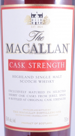 Macallan Cask Strength Sherry Oak Highland Single Malt Scotch Whisky for Dettling and Marmot AG Suisse 58.4%
