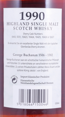 Glenfarclas 1990 24 Years Oloroso Sherry Casks No. 6443, 9251, 10423-27 Edition No. 19 George Buchanan Highland Single Malt Scotch Whisky 46,0%
