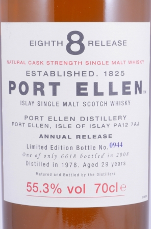 Port Ellen 1978 29 Years 8th Annual Release 2008 Limited Edition Islay Single Malt Scotch Whisky Cask Strength 55.3%