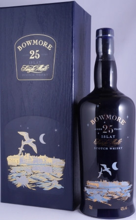 Bowmore 25 Years Moonlight Blue Buchan Ceramic Bottle Seagull Label Islay Single Malt Scotch Whisky 43,0%