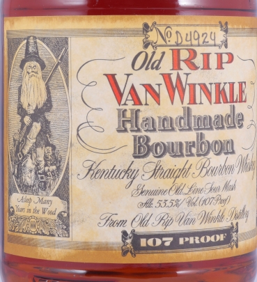 Old Rip Van Winkle 10 Years Bottle No. D4924 Dumpy Bottle Handmade Kentucky Straight Bourbon Whiskey 53.5%