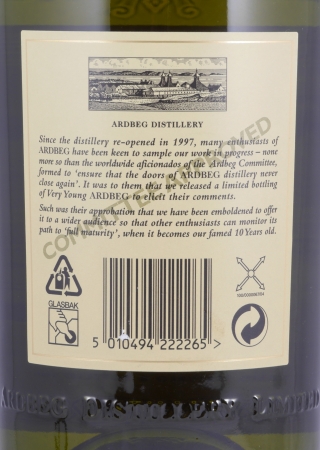 Ardbeg 1998 Very Young Committee Approved Limited Edition Islay Single Malt Scotch Whisky Cask Strength 58.3%