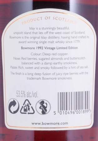 Bowmore 1992 16 Years Limousin Bordeaux Wine Cask Limited Release Islay Single Malt Scotch Whisky Cask Strength 53,5%
