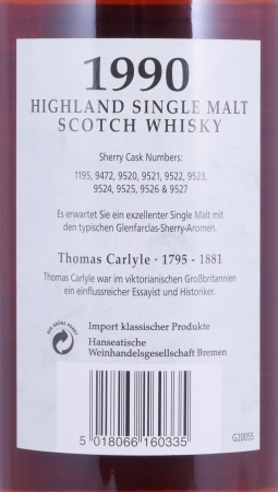Glenfarclas 1990 26 Years Sherry Casks Nos. 1195, 9472, 9520-9527 Edition No. 21 Thomas Carlyle Highland Single Malt Scotch Whisky 46.0%