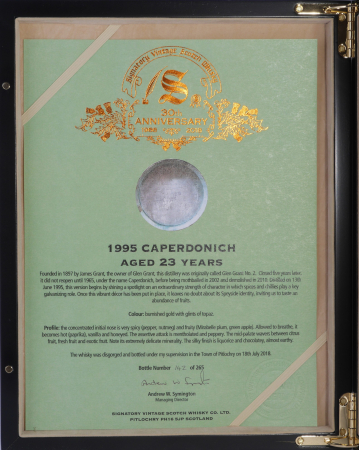 Caperdonich 1995 23 Years Sherry Hogshead Cask No. 95050 Signatory 30th Anniversary Speyside Single Malt Scotch Whisky 58,4%