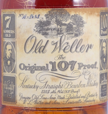 Old Weller 7 Years The Original 107 Proof No. H-8628 Stitzel-Weller Dumpy Bottle Kentucky Straight Bourbon Whiskey 53,5%