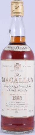 Macallan 1963 18 Years Sherry Wood Special Selection Highland Single Malt Scotch Whisky 43.0%