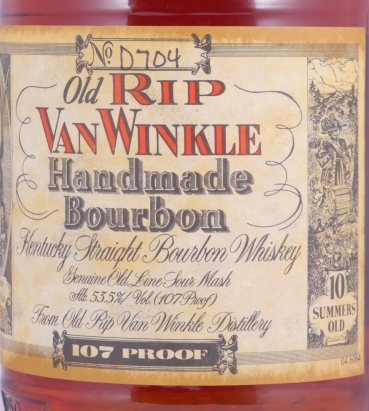 Old Rip Van Winkle 10 Years Dumpy Bottle No. D704 Handmade Kentucky Straight Bourbon Whiskey 53,5%