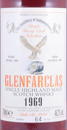 Glenfarclas 1969 29 Years Sherry Cask No. 2891 Eagle Label Highland Single Malt Scotch Whisky 46.2%
