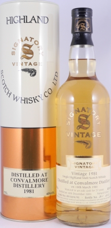 Convalmore 1981 22 Years Oak Cask No. 89/604/91 Signatory Vintage Highland Single Malt Scotch Whisky 43,0%