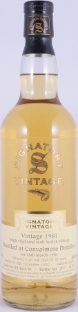 Convalmore 1981 22 Years Oak Cask No. 89/604/91 Signatory Vintage Highland Single Malt Scotch Whisky 43,0%