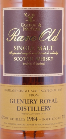 Glenury Royal 1984 23 Years Oak Cask Gordon and MacPhail Rare Old Highland Single Malt Scotch Whisky 43.0%