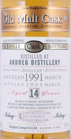 Ardbeg 1991 14 Years Refill Hogshead Cask No. DL 1297 Douglas Laing OMC Islay Single Malt Scotch Whisky 50.0%