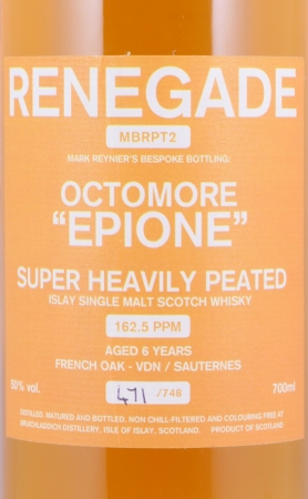 Bruichladdich 2007 6 Years Octomore Epione Renegade MBRPT2 Islay Single Malt Scotch Whisky 50.0%