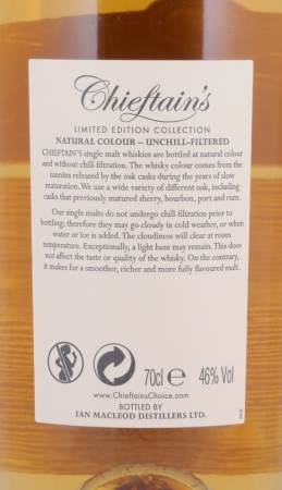 Bruichladdich 1989 23 Years Rum Barrel Finish Cask No. 93471 Ian McLeod Chieftains Choice Single Malt Scotch Whisky 46.0%