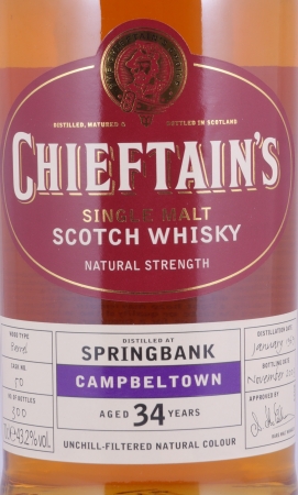 Springbank 1969 34 Years Barrel Cask No. 50 Ian McLeod Chieftains Choice Campbeltown Single Malt Scotch Whisky 43.2%