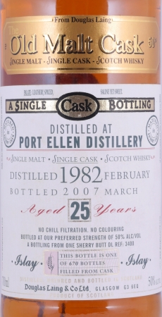Port Ellen 1982 25 Years Sherry Butt Cask No. DL 3400 Douglas Laing Old Malt Cask Islay Single Malt Scotch Whisky 50,0%