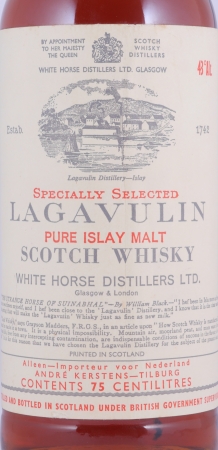 Lagavulin 12 Years Specially Selected White Horse Distillers LTD. White Screw Cap Pure Islay Malt Scotch Whisky 43.0%