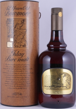 Bowmore 12 Years Gold Label Brown Dumpy Bottle Islay Pure Single Malt Scotch Whisky Morrisons Bowmore 43.0% 1.0 L