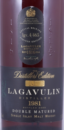 Lagavulin 1981 18 Years Distillers Edition 2000 3rd Special Release lgv.4/465 Islay Single Malt Scotch Whisky 43.0% 1.0L
