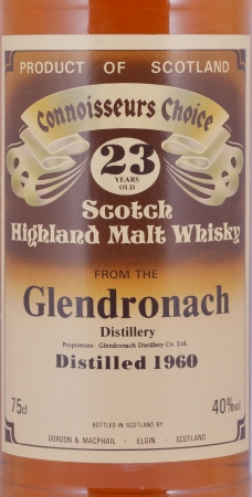 Glendronach 1960 23 Years Gordon and MacPhail Connoisseurs Choice Brown Label Highland Single Malt Scotch Whisky 40.0%