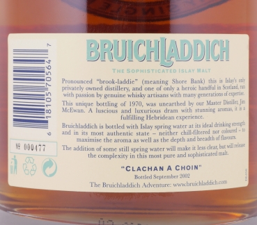 Bruichladdich 1970 31 Years 1st Fill Bourbon Cask Islay Single Malt Scotch Whisky 44.2%