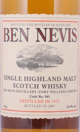Ben Nevis 1975 26 Years Bourbon Cask No. 945 Highland Single Malt Scotch Whisky Cask Strength 53,9%
