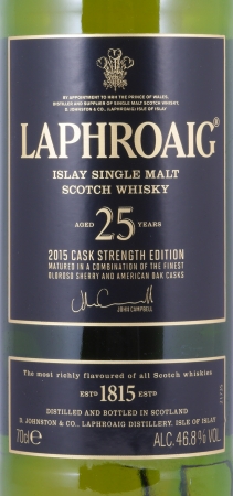 Laphroaig 25 Years Olosoro Sherry- und Bourbon Limited Edition 2015 Islay Single Malt Scotch Whisky Cask Strength 46,8%