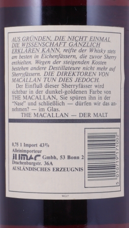 Macallan 1967 18 Years bottled in the Year 1986 Sherry Wood Highland Single Malt Scotch Whisky 43.0%