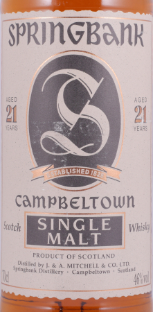 Springbank 21 Years Release 1995 Jagged Label Edge Campbeltown Single Malt Scotch Whisky 46.0%