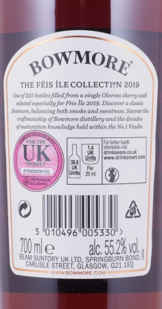Bowmore 1995 23 Years Oloroso Sherry Cask Feis Ile 2019 Limited Edition Islay Single Malt Scotch Whisky 55,2%