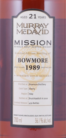 Bowmore 1989 21 Years Sherry Cask Murray McDavid Mission Gold Islay Single Malt Scotch Whisky 56,1%