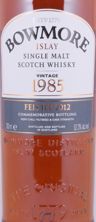 Bowmore 1985 27 Years Bourbon and Sherry Cask Feis Ile 2012 Limited Edition Islay Single Malt Scotch Whisky 52.3%