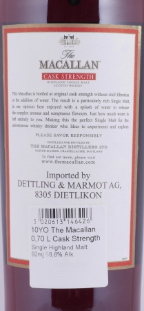 Macallan Cask Strength Sherry Oak Highland Single Malt Scotch Whisky for Dettling and Marmot AG Suisse 58.6%