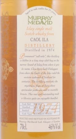 Caol Ila 1974 21 Years Bourbon Cask Ref. MM 0017 Murray McDavid Islay Single Malt Scotch Whisky 46,0%