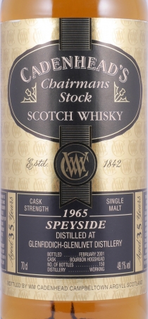 Glenfiddich 1965 35 Years Bourbon Hogshead Cadenheads Chairmans Stock Speyside Single Malt Scotch Whisky 49.1%