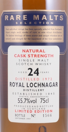 Royal Lochnagar 1972 24 Years Diageo Rare Malts Selection Limited Edition Highland Single Malt Scotch Whisky Cask Strength 55,7%