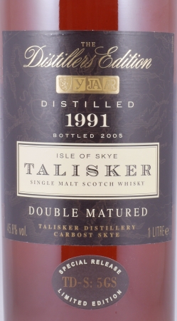 Talisker 1991 14 Years Distillers Edition 2005 Special Release TD-S: 5GS Isle of Skye Single Malt Scotch Whisky 45.8% 1.0L