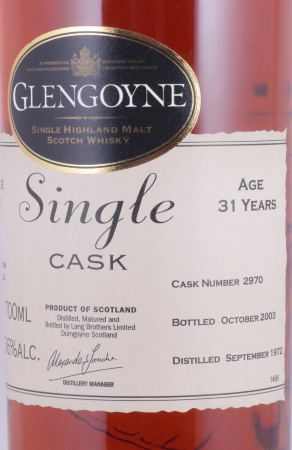 Glengoyne 1972 31 Years Single Cask No. 2970 Highland Single Malt Scotch Whisky Cask Strength 56.0%