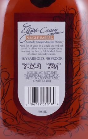 Elijah Craig 1991 18 Years Single Barrel No. 2964 Kentucky Straight Bourbon Whiskey 45,0%