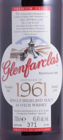 Glenfarclas 1961 46 Years First Fill Oloroso Sherry Cask No. 1, 1319, 1321 Premium Casks Highland Single Malt Scotch Whisky 45,4%