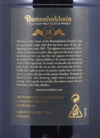 Bunnahabhain XVIII 18 Years Limited Release Islay Single Malt Scotch Whisky 43.0%