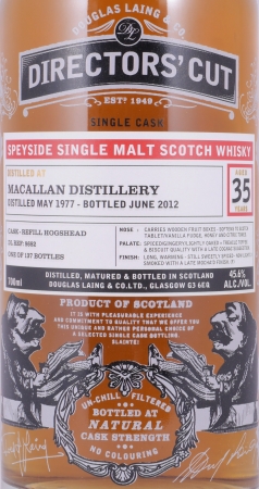 Macallan 1977 35 Years Refill Hogshead Cask No. DL 8682 Douglas Laing Directors Cut Speyside Single Malt Scotch Whisky 45,6%