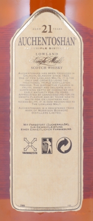 Auchentoshan 21 Years Bourbon and Sherry Casks The Triple Distilled Lowland Single Malt Scotch Whisky 43.0%
